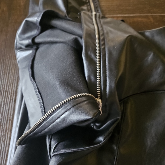 3pc Set Cedric Charlier Metallic Tee Faux Leather Pants Murci Structured Handbag - Picture 11 of 14